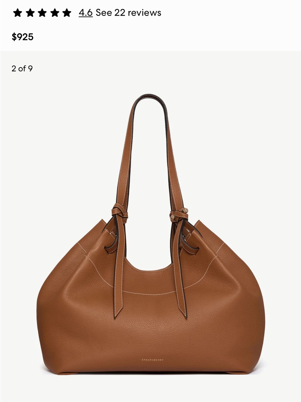Strathberry Barra Tote Tan Leather Shoulder Tote Bag - Elegant Everyday Style - Picture 13 of 13